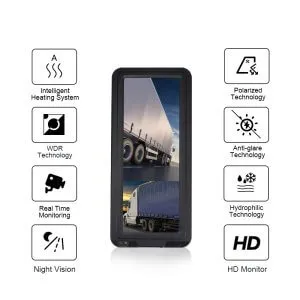 TF1232 plastic case digital rear view mirror features
