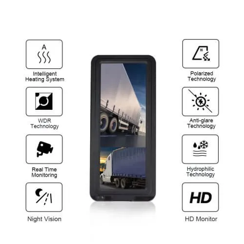 TF1232 plastic case digital rear view mirror features