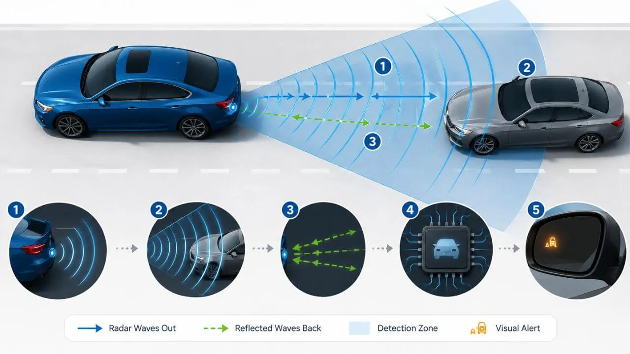 working principle of wave radar blind spot monitoring